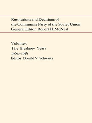 cover image of Resolutions and Decisions of the Communist Party of the Soviet Union Volume 5